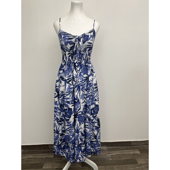 Blush & Day Women’s Dress Tiered Sleeveless Lined Boho Size M Palm Leaf - Picture 2 of 14